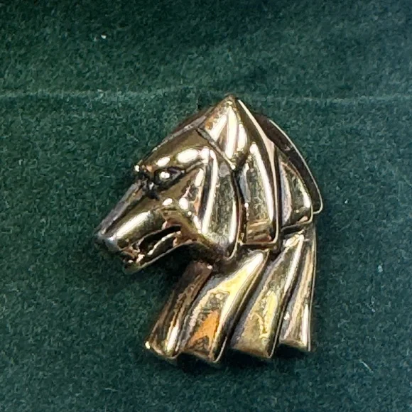 VTG Rick Cameron Wolf Head Cufflinks - Vermeil 925 Silver-Gilt 24k Gold Wildlife